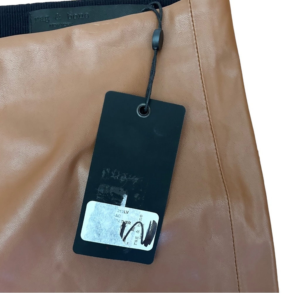 rag & bone Cognac Nina Faux Leather Pull On Skinny Pants size extra large - Picture 5 of 7